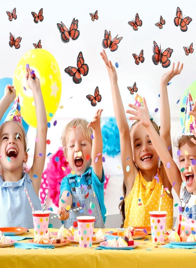 SAOROPEB 3D Butterfly Wall Decor, 24 Pcs Double Layer Butterfly Decorations for Party Decorations Locker Decor Refrigerator Decal, Reusable (Monarch) - Image 2