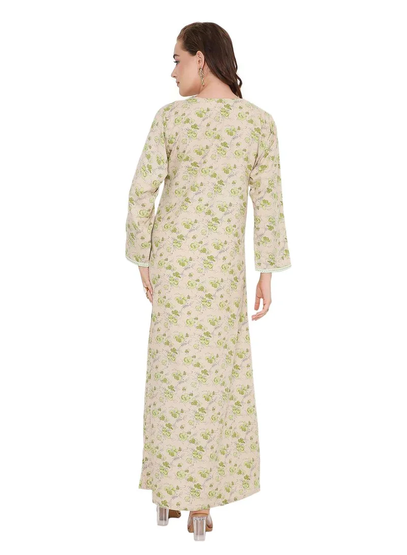 HANA & SARA BEAUTIFUL PRINTED LONG ARABIC KAFTAN FARASHA JALABIYA DRESSES