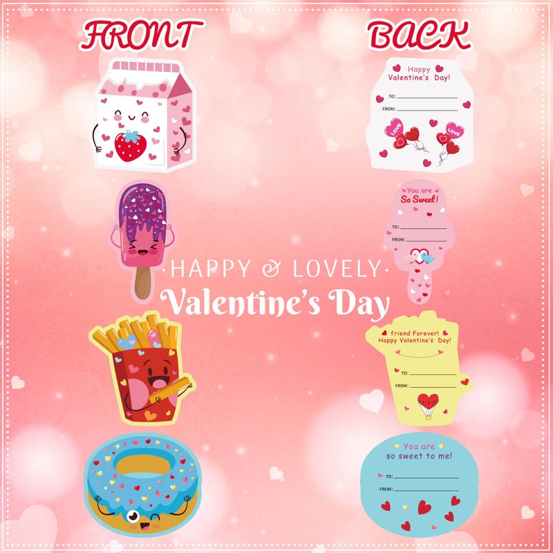 OHOME 204 PCS Valentines Day Stickers & Cards - Pink Cartoon Heart Shaped Stickers & Cards for Kids Classroom - Image 5