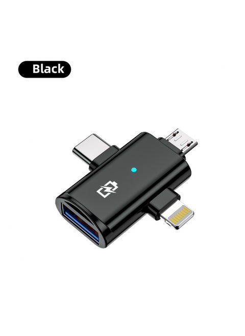 Three-in-one Mobile Phone Converter Connecting Usb Interface Suitable For HuaweiAnd For AppleReading Usb Flash Disk Port Transfer Plug Android Head-Interface Form:Three-head Adapter [black]]