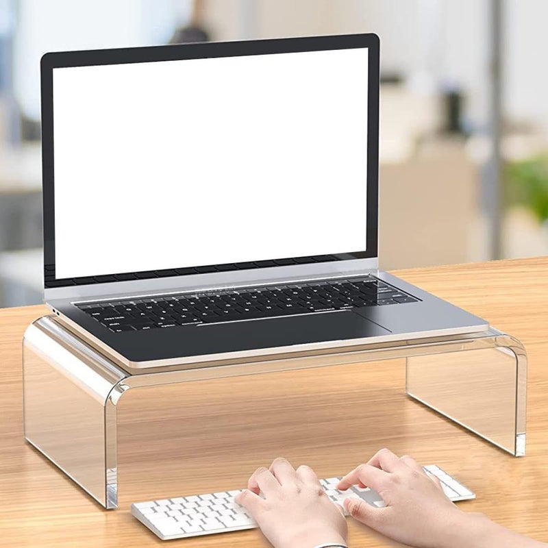 Acrylic Monitor Stand And Laptop Riser Thickened Small Size Heightening Stand For Home Office Desk - Image 5