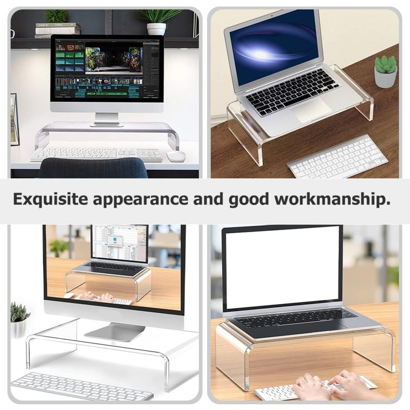 Acrylic Monitor Stand And Laptop Riser Thickened Small Size Heightening Stand For Home Office Desk - Image 4