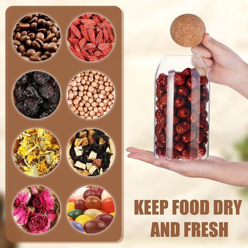 Cunhill 3 Pcs Glass Jar Storage Container with Ball Cork Decorative Round Organizer Bottle Sealed Canister Jar with Airtight Seal Wooden Lid for Food Coffee Bean Candy Biscuits Spice(800 ML/ 27 Oz) - Image 5