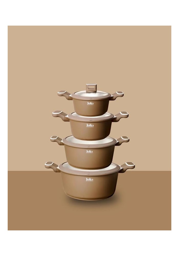 جوليا طقم أواني طهي جوليا إيليت بروف براون جرانيت - 8 قطع - Image 3