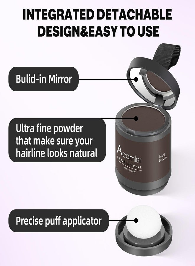 Acomler Instantly Root Cover Up Hairline Shadow Powder, Root Touch Up Hair Color 0.35 Ounce for Thinning Hair, Grey Hair Coverage, Hair Powder for Women Men, Beard Line, Bald Spots (Medium Brown) - Image 2