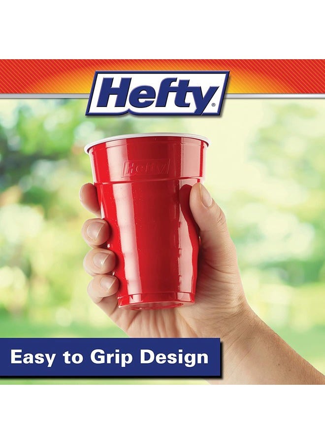 Hefty Party On Disposable Plastic Cups, Red, 18 Ounce, 50 Count (Pack of 3), 150 Total - Image 3