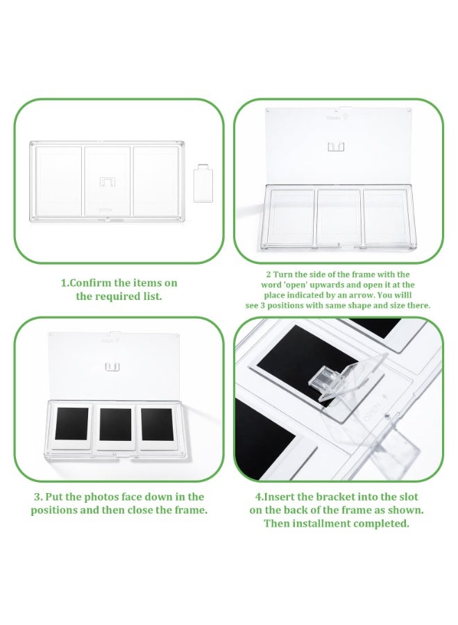 Acrylic Photo Frame, Triple 2x3 Instant Film Tabletop Display for Mini Wallet Size Photos - Image 3