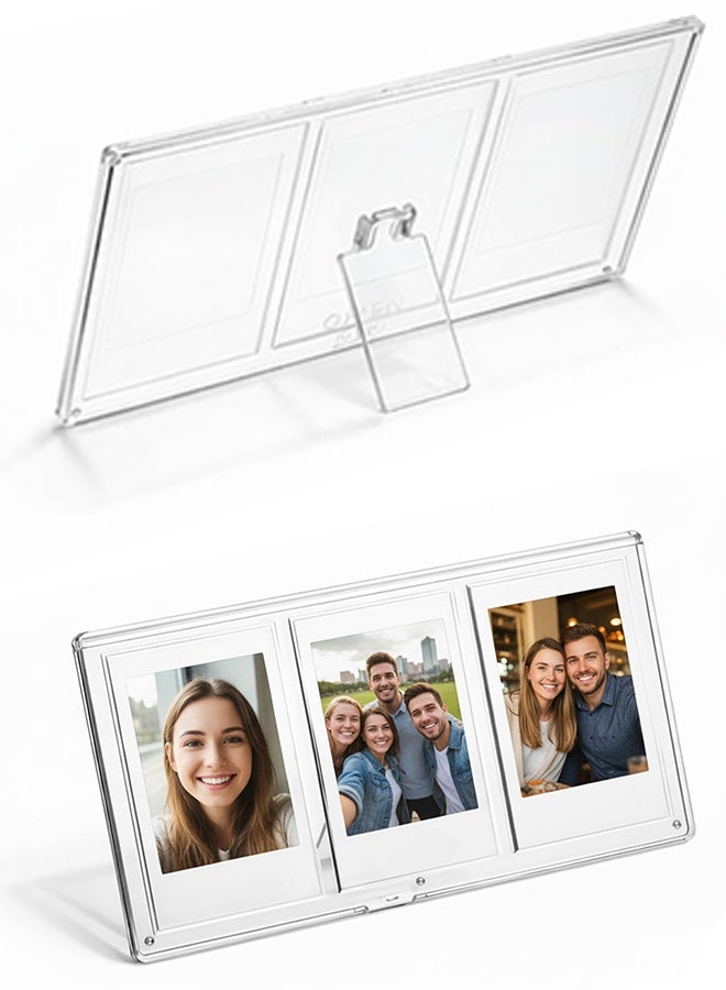 Acrylic Photo Frame, Triple 2x3 Instant Film Tabletop Display for Mini Wallet Size Photos - Image 1