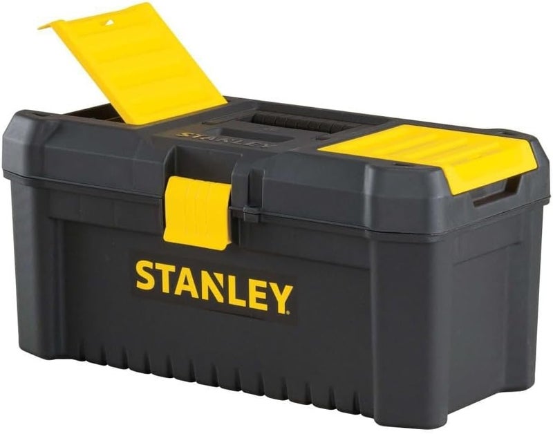 Stanley 16 in. Essential Tool Box with Removable Tray, STST16331, Durable Polypropylene Storage with Lid Organizers for Screws and Washers, One-Hand Padlock-Eye Latch, ~2.1 Gallon Capacity - Image 2