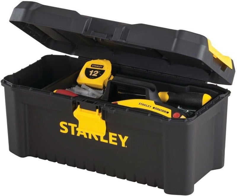 Stanley 16 in. Essential Tool Box with Removable Tray, STST16331, Durable Polypropylene Storage with Lid Organizers for Screws and Washers, One-Hand Padlock-Eye Latch, ~2.1 Gallon Capacity - Image 4
