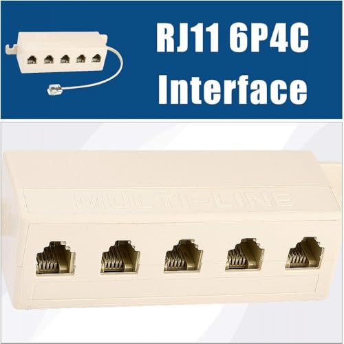 cablecc 5 Way Outlet 6P4C RJ11 RJ12 Telephone Phone Modular Jack Line Splitter Adapter Beige 1-in-5-out - Image 4