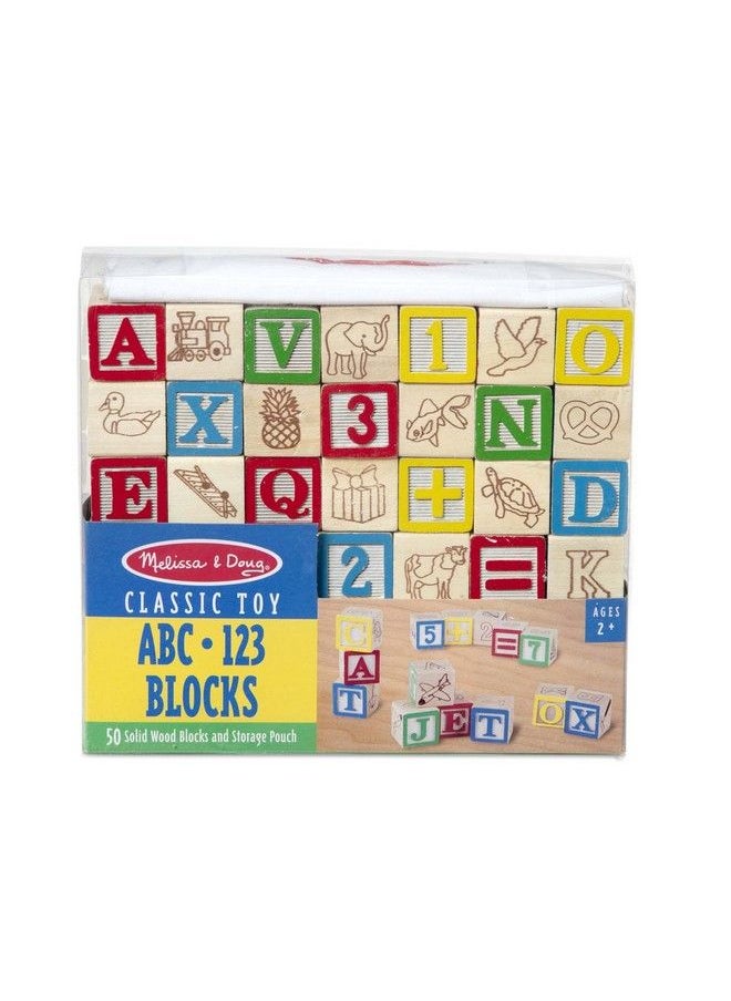 Melissa & Doug Deluxe Abc/123 1Inch Blocks Set With Storage Pouch (50 Pcs) Letters And Numbers/Abc Classic Wooden Blocks For Toddlers And Kids Ages 2+  - Image 2