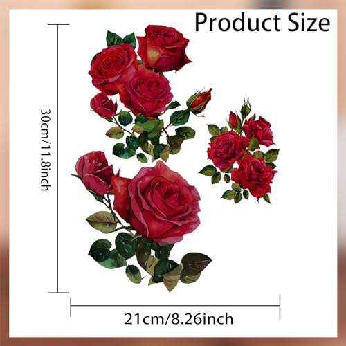 PLIGREAT 2 Pack Red Rose Guitar Headstock Guard Board Stickers Removable Guitar Decals DIY Gifts for Guitarist Bass Player Bandsman String Instrument Decoration Guitars Side Panel Stickers - Image 2