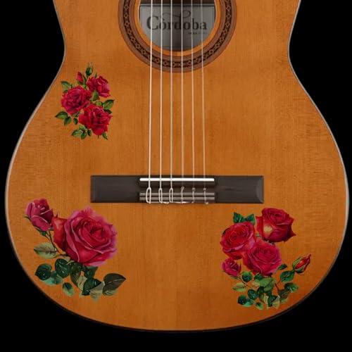 PLIGREAT 2 Pack Red Rose Guitar Headstock Guard Board Stickers Removable Guitar Decals DIY Gifts for Guitarist Bass Player Bandsman String Instrument Decoration Guitars Side Panel Stickers - Image 3