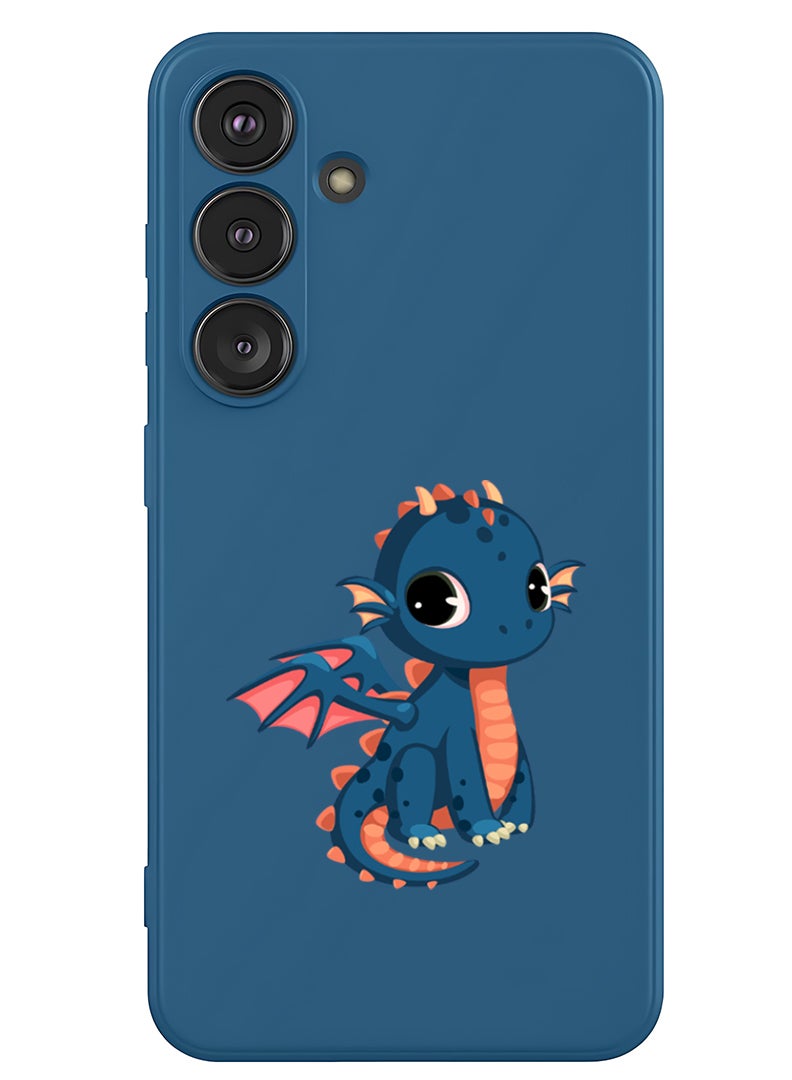 Theodor Protective Slim Fit Case Liquid Silicone Cover with Full Body Protection Anti-Scratch Shockproof Case For Samsung Galaxy S25 Plus (Blue) - dragon - Image 1