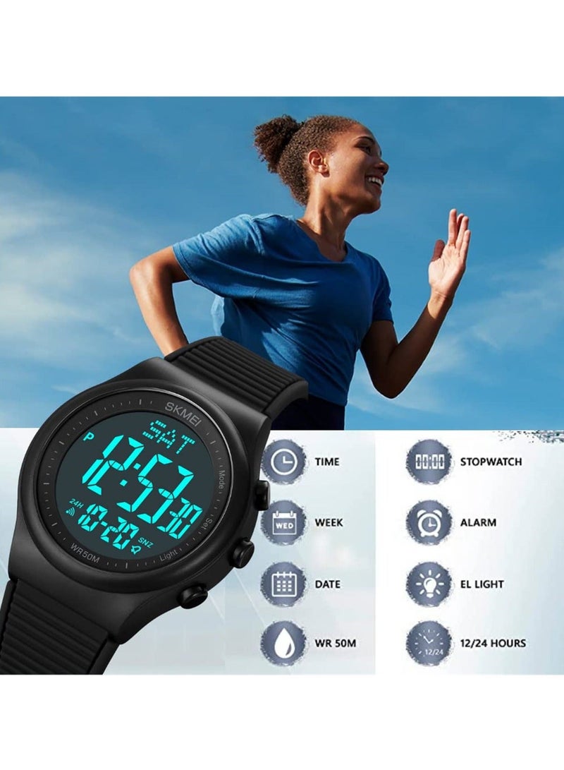 Y&D Waterproof Digital Sports Watch with Stopwatch, Unisex Outdoor Multifunction Wristwatch Luminous Display and Rubber Strap for Men Women  - Image 3