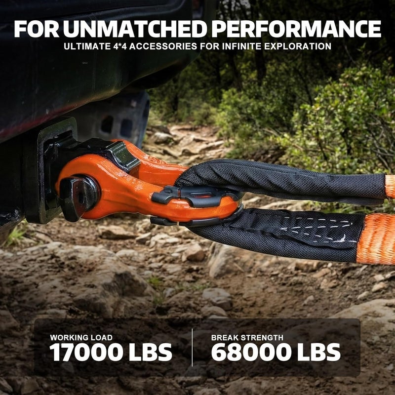AUTOBOTS D Ring Shackles Heavy Duty(2 Pack) 68,000 lbs Capacity, Stronger Than 3/4" D Shackle, with 7/8" Screw Pin, for Tow Strap Winch Off Road Accessory Vehicle Recovery Orange - Image 2