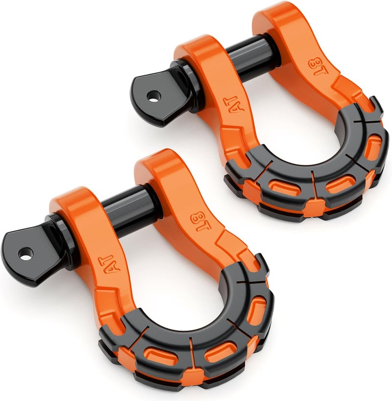 AUTOBOTS D Ring Shackles Heavy Duty(2 Pack) 68,000 lbs Capacity, Stronger Than 3/4" D Shackle, with 7/8" Screw Pin, for Tow Strap Winch Off Road Accessory Vehicle Recovery Orange - Image 1