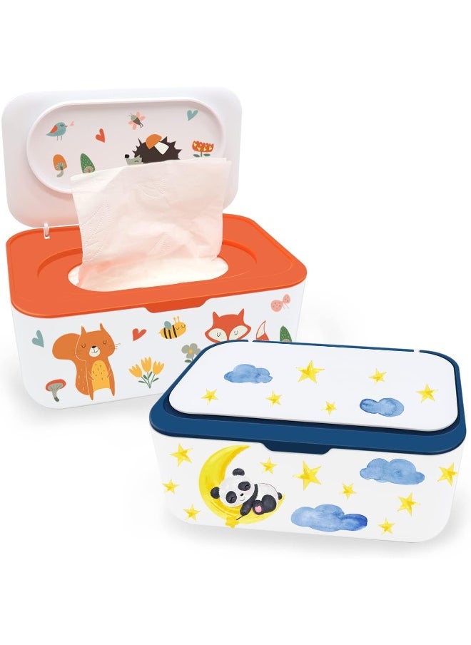 Lovppy 2Pcs Baby Wipes Dispenser, Diaper Wipe Holder with Lid, Refillable Wipes Case Container with Sealing Design, Flushable Wipes Pouch Case Storage Box for Bathroom, Keeps Wipes Fresh Easy Open & Close  - Image 1