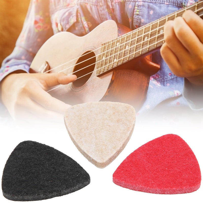 3Pcs Ukulele Picks Felt Universal Guitar Performance Parts Musical Instrument AccessoriesMixed Color - Image 1