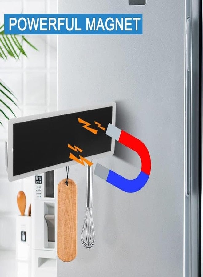 Feinerman Magnetic Hook Organizer Rail for Fridge and Kitchen - 5 Hook Strip with Strong Magnets Heavy Duty Key Hanger for Door, Bathroom, Office, Wall, No Drill Magnetic Hanger Bar for Storage - Image 3