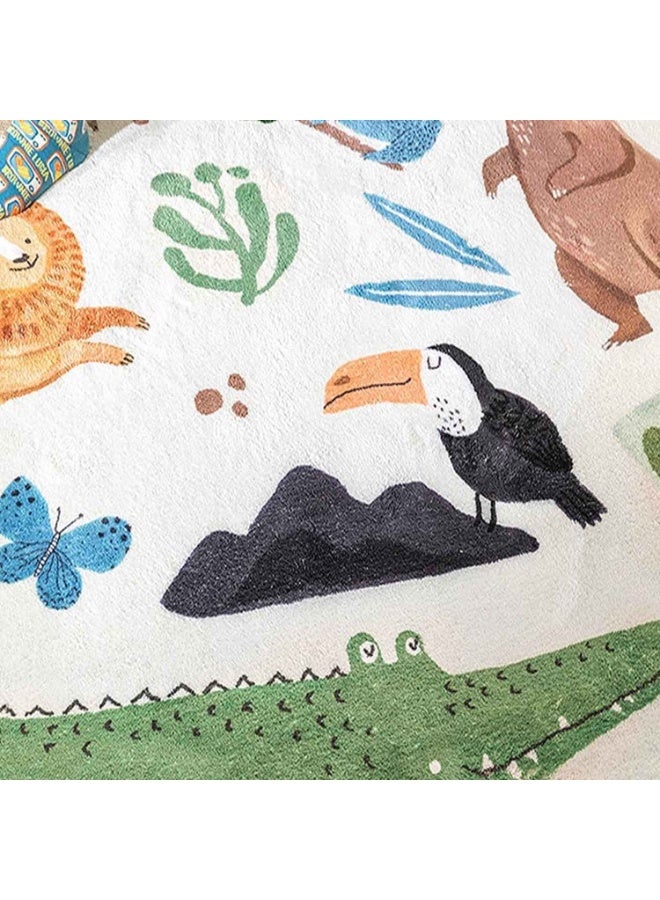 Forest Kids Play Mat,Baby Nursery Rug,Round Soft Area Rug,Non Slip for Children Toddlers Bedroom (Round 39.4", Lovely Forest) - Image 5