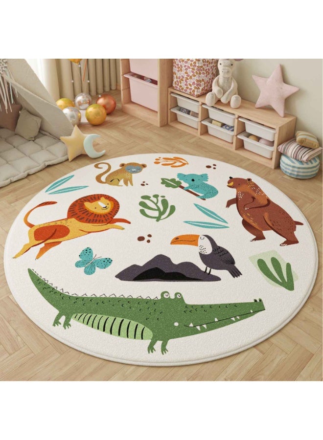 Forest Kids Play Mat,Baby Nursery Rug,Round Soft Area Rug,Non Slip for Children Toddlers Bedroom (Round 39.4", Lovely Forest) - Image 2