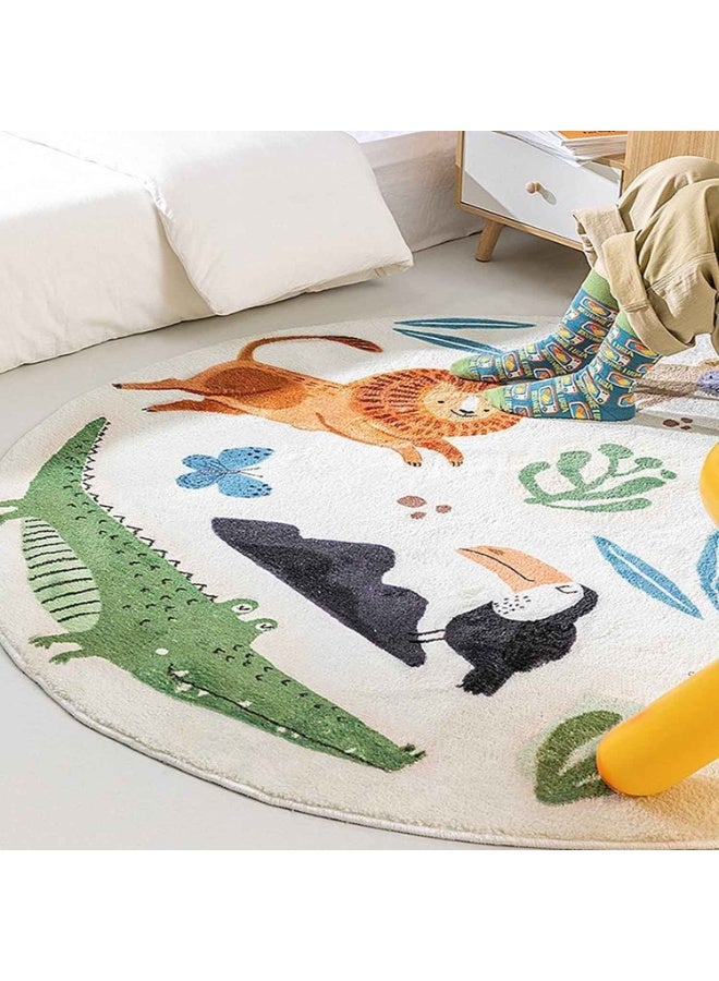 Forest Kids Play Mat,Baby Nursery Rug,Round Soft Area Rug,Non Slip for Children Toddlers Bedroom (Round 39.4", Lovely Forest) - Image 4