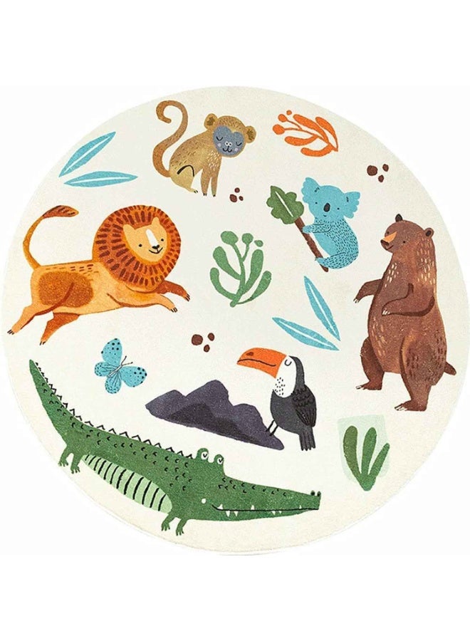 Forest Kids Play Mat,Baby Nursery Rug,Round Soft Area Rug,Non Slip for Children Toddlers Bedroom (Round 39.4", Lovely Forest) - Image 3