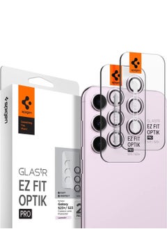 Spigen Glastr Ez Fit Optik Pro for Samsung Galaxy S23 and Galaxy S23 Plus (2 Pack) Camera Lens Screen Protector - Lavender  - Image 1