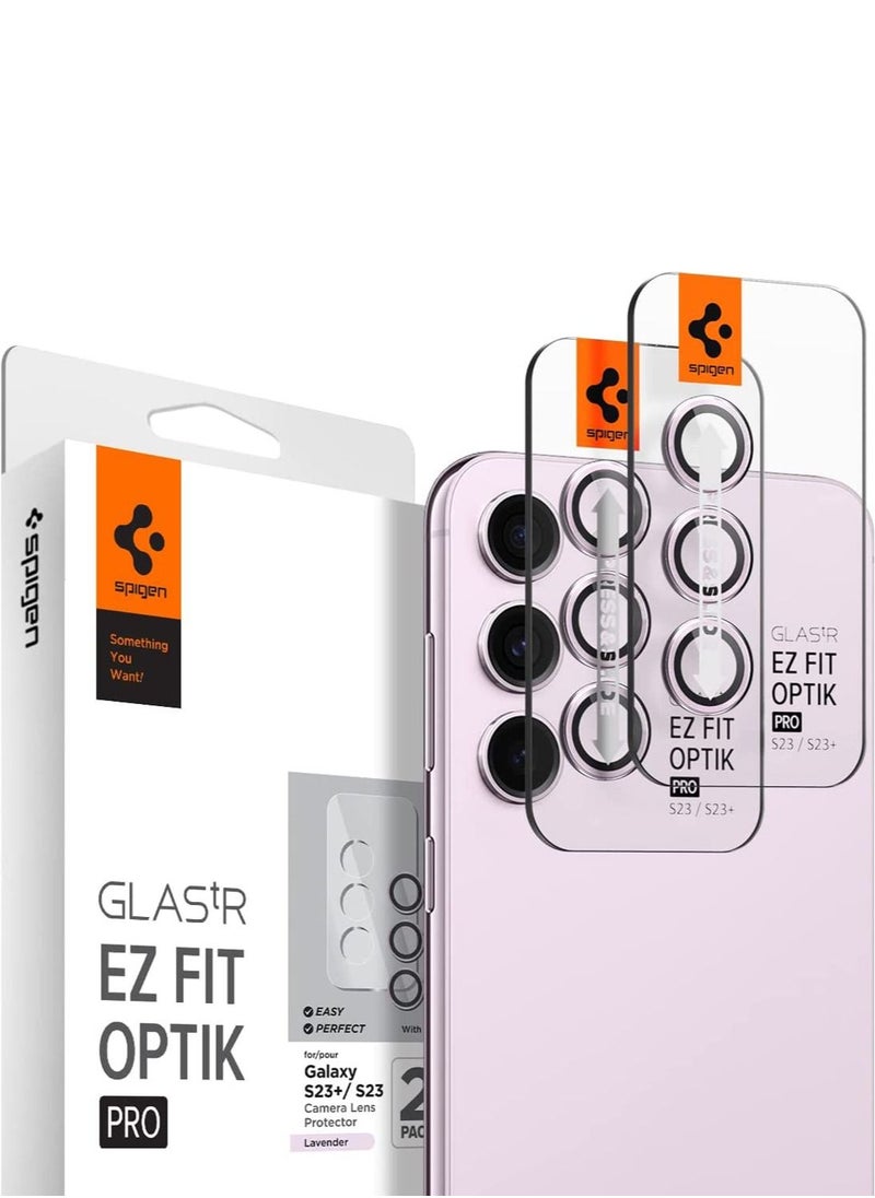 Spigen - Glastr Ez Fit Optik Pro for Samsung Galaxy S23 and Galaxy S23 Plus (2 Pack) Camera Lens Screen Protector - Lavender - Image 1