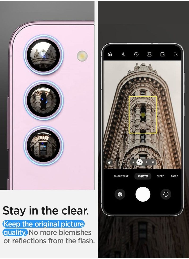 Spigen - Glastr Ez Fit Optik Pro for Samsung Galaxy S23 and Galaxy S23 Plus (2 Pack) Camera Lens Screen Protector - Lavender - Image 1