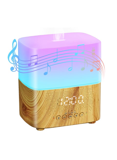 300ML Essential Oil Diffuser with Bluetooth Speaker and Alarm Clock, 7 Color Light, Timer and Auto-Off for Large Rooms, Office and Yoga