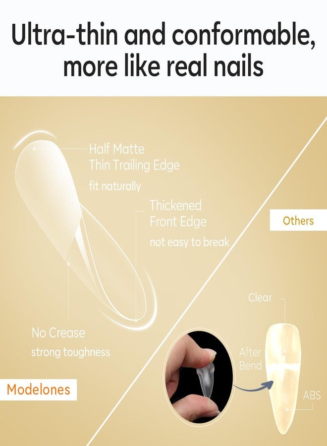modelones Stiletto Medium False Nail Tips - 510 Pieces Pre-molded Gel Half Matte Full Coverage Clear Acrylic Kit Pressed For DIY Extension Salon 15 Sizes - Image 4