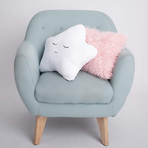 Perfectto Design Set of 2 Decorative Pillows, Toddler Room. Star Fluffy White Embroidered and Furry Pink Faux Fur Soft and Plush Girls Pillows – Throw Pillows for Kid’s Bedroom Décor - Image 4