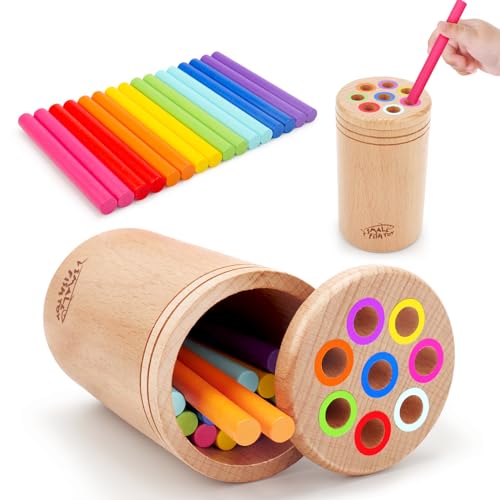 SMALL FISH Montessori Toys for 13 Year Old Wooden Learning Color Sorting Toys for Toddlers Age 1 2 3 Fine Motor Developmental Sensory Travel Toys Busy Board 18 Month Old Baby Gifts Boys Girls - Image 1