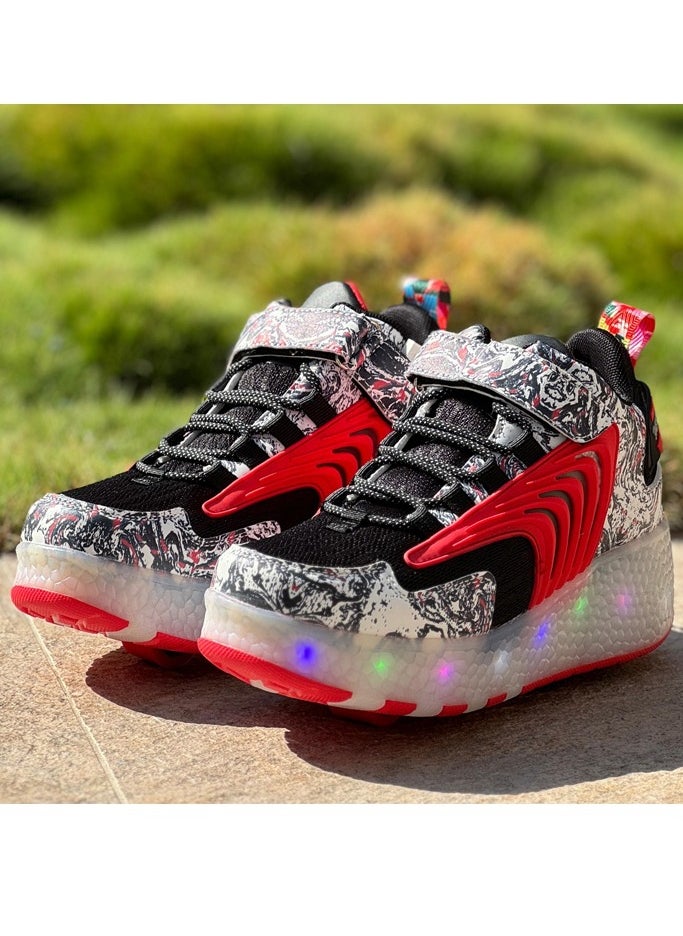 LITTLE ROCKZ - LED Flash Light Fashion Shiny Sneaker Skate Heelys Shoes With Wheels And Lightning Sole - Image 1
