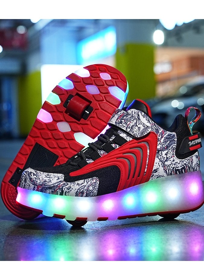 LITTLE ROCKZ - LED Flash Light Fashion Shiny Sneaker Skate Heelys Shoes With Wheels And Lightning Sole - Image 1