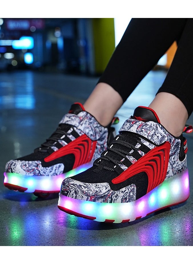 LITTLE ROCKZ - LED Flash Light Fashion Shiny Sneaker Skate Heelys Shoes With Wheels And Lightning Sole - Image 1