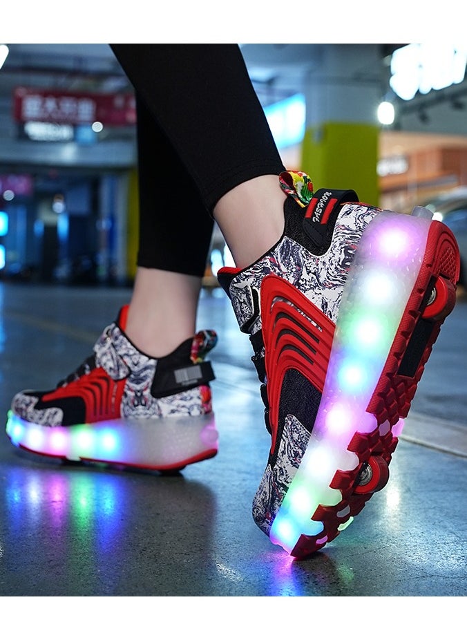 LITTLE ROCKZ - LED Flash Light Fashion Shiny Sneaker Skate Heelys Shoes With Wheels And Lightning Sole - Image 1