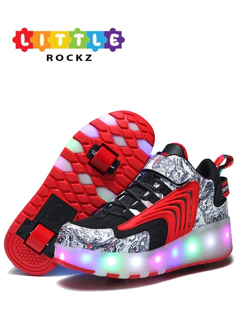 LED Flash Light Fashion Shiny Sneaker Skate Heelys Shoes With Wheels And Lightning Sole