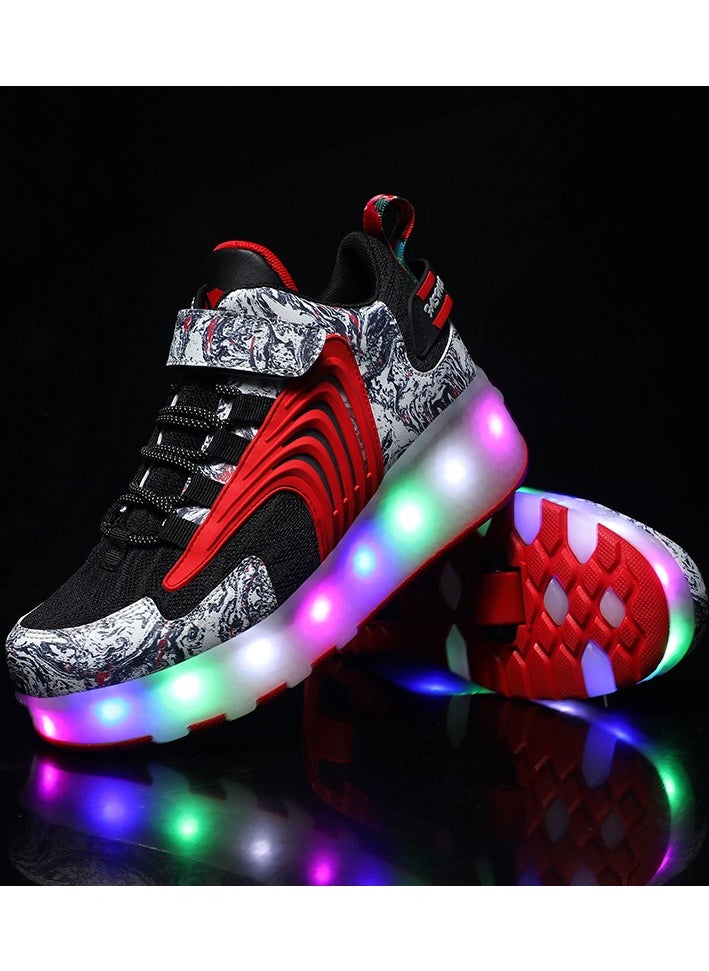 LITTLE ROCKZ - LED Flash Light Fashion Shiny Sneaker Skate Heelys Shoes With Wheels And Lightning Sole - Image 1