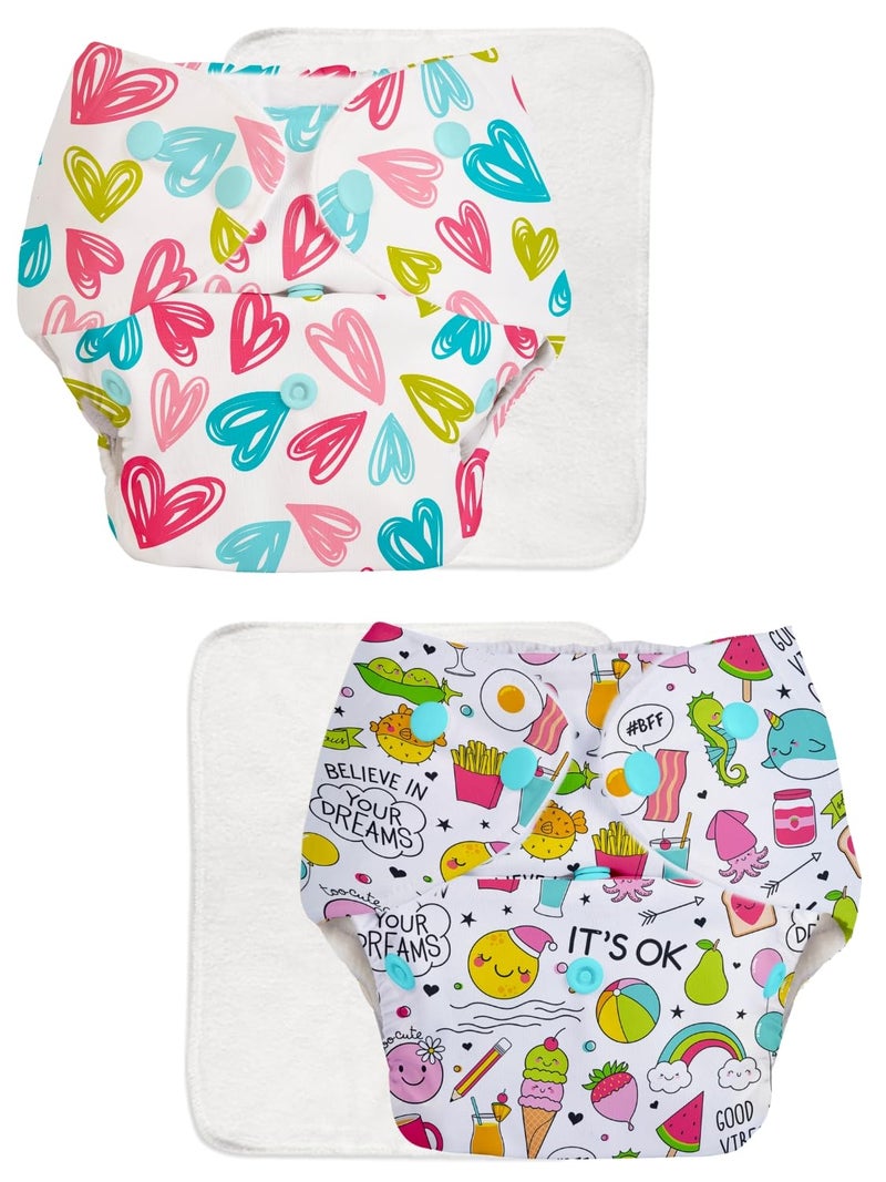 Superbottoms Basic Leakage-proof advanced cloth diapers for babies, High Absorbent 100% cotton 2 reusable diaper and 2 insert pad Combo Pack washable cloth diaper 3M -3Years Adjustable, Reduces Rash - Image 1