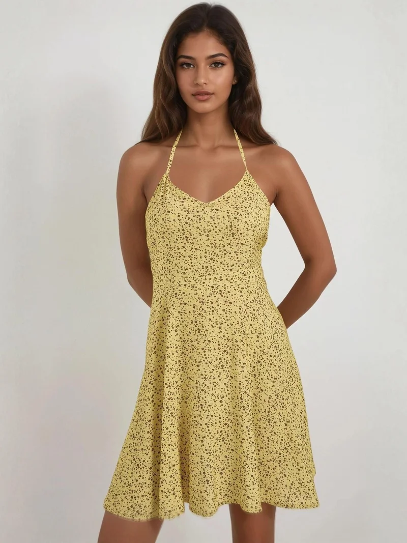 زوبعة فستان قصير بنقشة الزهور