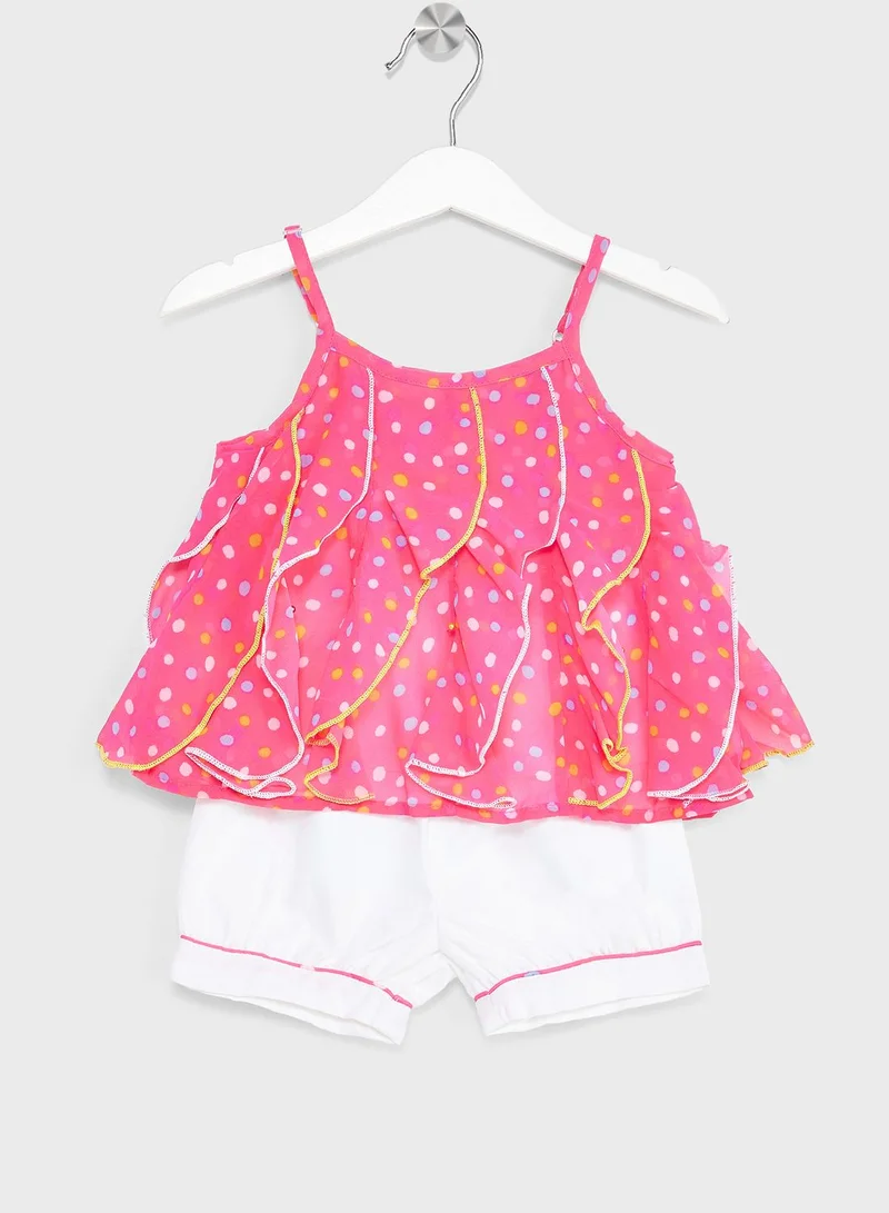 Nautinati Nauti Nati Infant Girls Printed Ruffled Top With Shorts