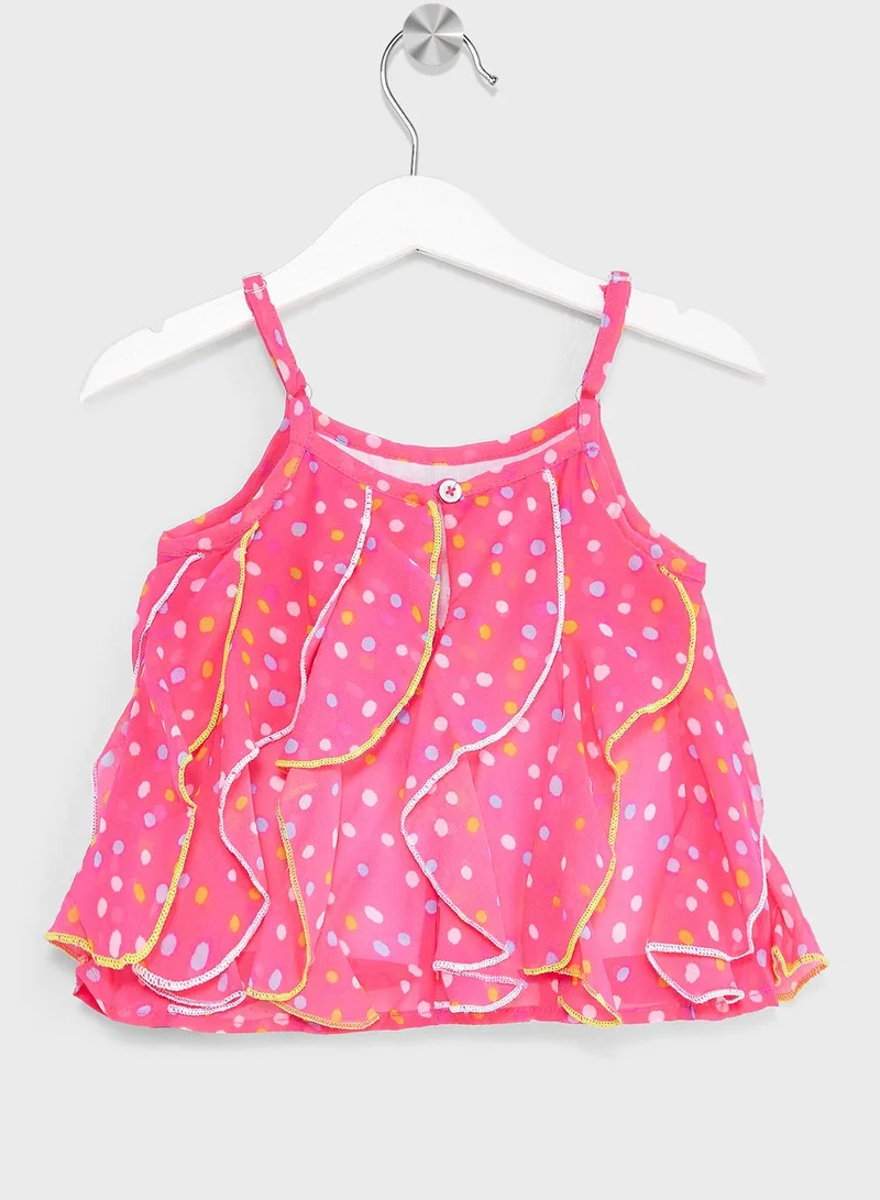 Nautinati Nauti Nati Infant Girls Printed Ruffled Top With Shorts