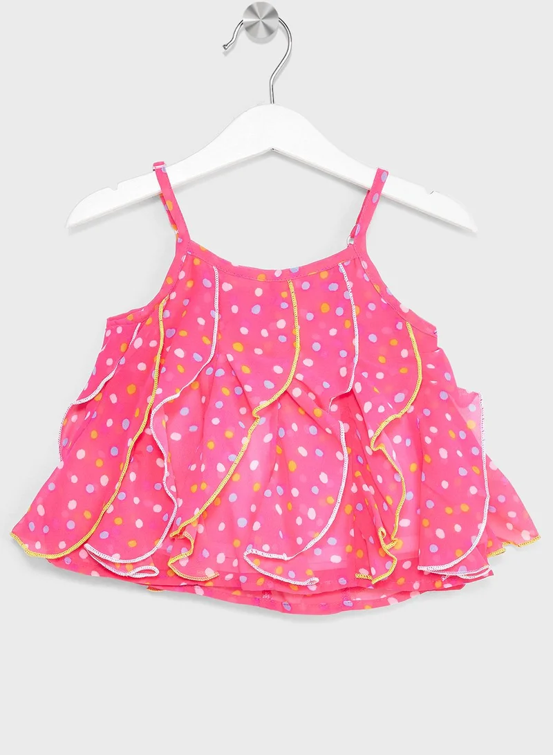 Nautinati Nauti Nati Infant Girls Printed Ruffled Top With Shorts