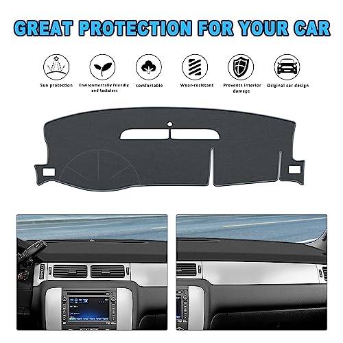 POSAID Dash Cover for 2007-2013 Chevy Avalanche Silverado 1500 LTZ, Dashboard Cover Mat for 2007-2014 Chevy Chevrolet Tahoe Suburban, 07-14 GMC Yukon Interior Dash Protector Cover Mat, Grey - Image 2
