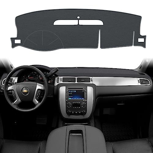 POSAID Dash Cover for 2007-2013 Chevy Avalanche Silverado 1500 LTZ, Dashboard Cover Mat for 2007-2014 Chevy Chevrolet Tahoe Suburban, 07-14 GMC Yukon Interior Dash Protector Cover Mat, Grey - Image 1