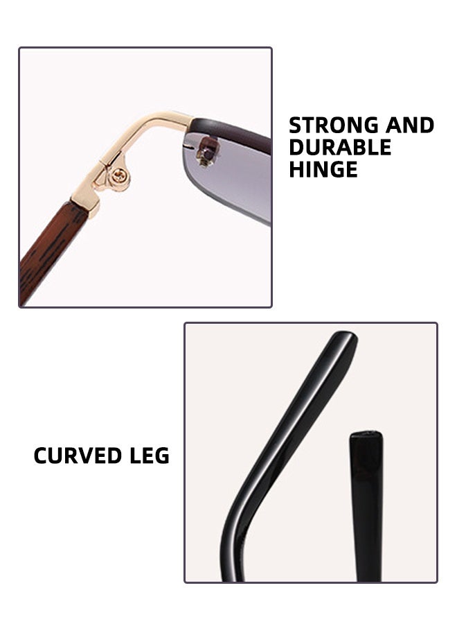 نظارات شمسية مستطيلة بدون إطار بتصميم كلاسيكي - Image 4